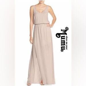 Show Me Your Mumu Kendall Sleeveless Maxi Dress with Slit Dune Chiffon Size M